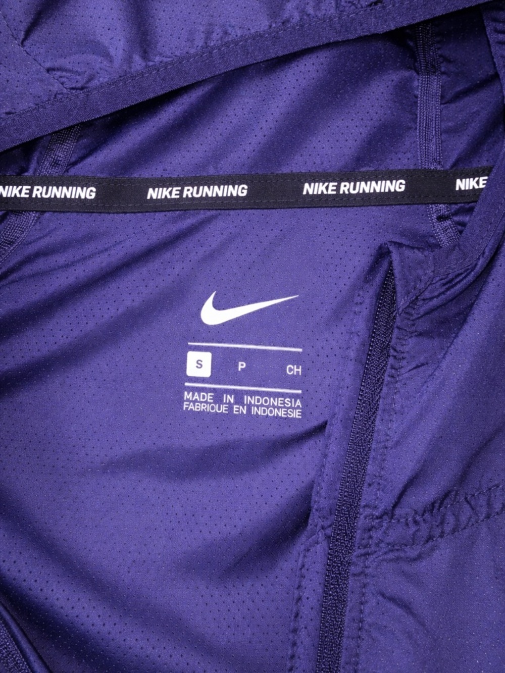 Nike Running Navy Blue Windbreaker Jacket Womens Small Hooded Lightweight Zip Up - Picture 2 of 2